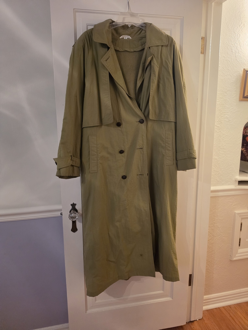 Olive Green Double-Breasted Trench Coat